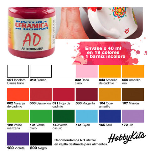 Set 3 Pinturas Para Porcelana Al Horno Ad  40cc 4