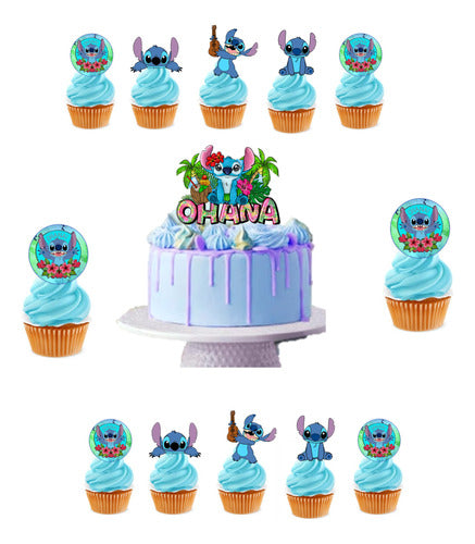 Generica Pack De Toppers Para Torta Y Cupcake Stich 0