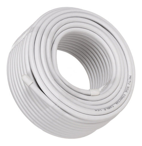 15 Mts Cable Coaxil  Hd Rg6 Blanco, Con Fichas Rg6 Colocadas 1