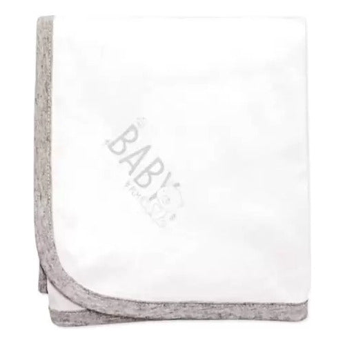 Pilim Double Receiving Blanket in White with Beige Trim 0