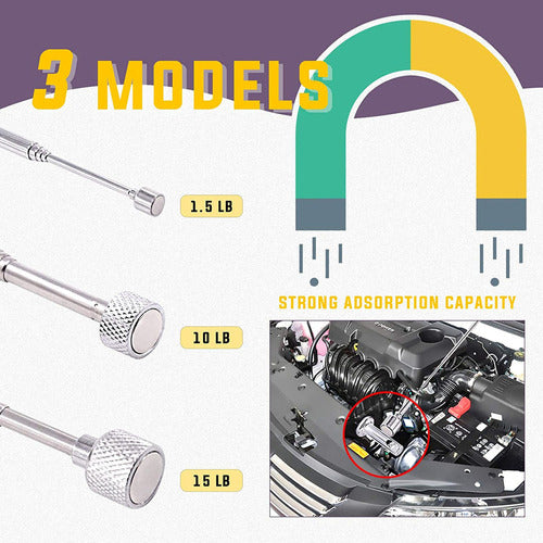 3 Peças De Ferramenta De Coleta Magnética, Espelho Telescópi 4