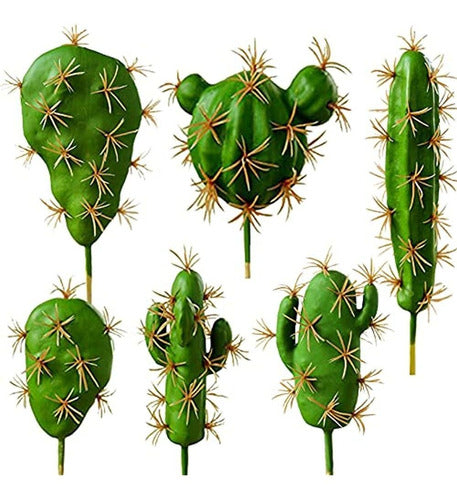 HinyoCo 6-Piece Artificial Cactus Faux Cactus Plant Arrangement 0