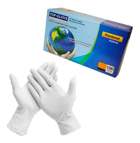 Top Glove Latex Exam Gloves Size M - Pack of 100 0