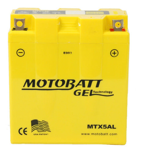 Motobatt Gel Motorcycle Battery for Motomel Blitz Tunning 110 12N5-3B YB5LB 1