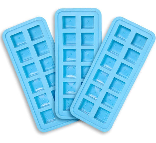 Cookstyle Silicone Ice Cube Tray Set of 3 - 12 Cube Ice Molds 0