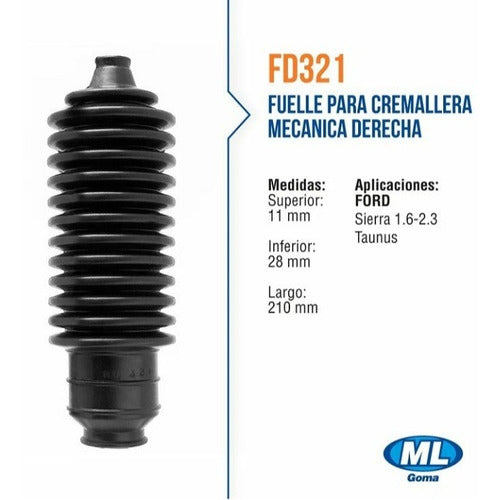 ML Goma Fuelle Dirección Mecánica Ford Taunus Sierra Largo Fd321 1