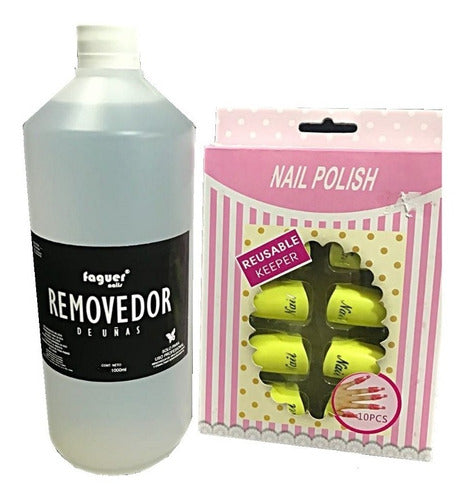 Faguer Nails 1 Liter Sculpted Nails Remover + 10 Removal Clips 0