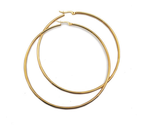 Special Offer! One Pair of Large Golden Hoop Earrings Surgical Steel 0