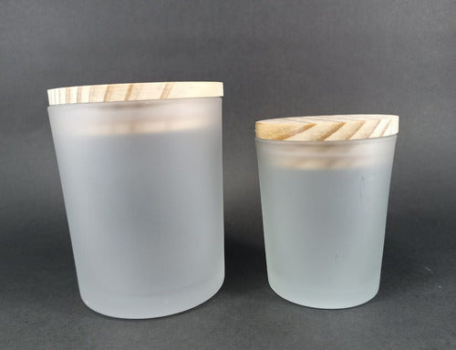 JAB Vaso Para Vela 100ml Esmerilado Con Tapa De Madera (4 Unid) 1