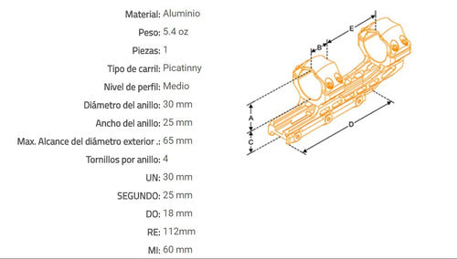 Leapers UTG Integral Mount 30mm Medium Rings 50mm Weaver AIR31850 1