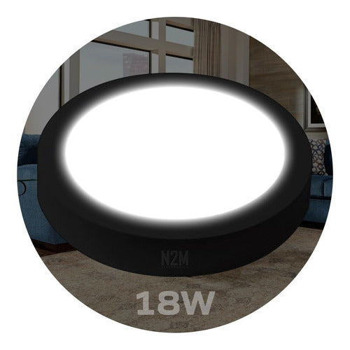 LED Round Ceiling Light 18W Black Panel Pack 8 Premium 0