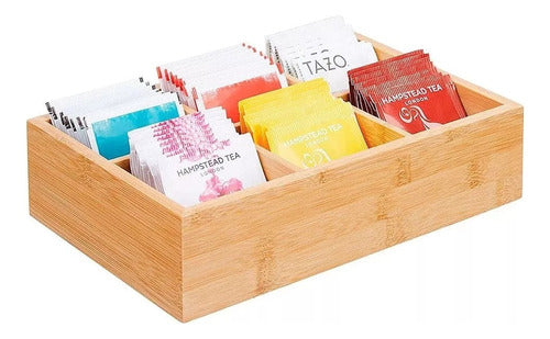 Veranova Bamboo Tea Box with 6 Divisions Kitchen Organizer 0