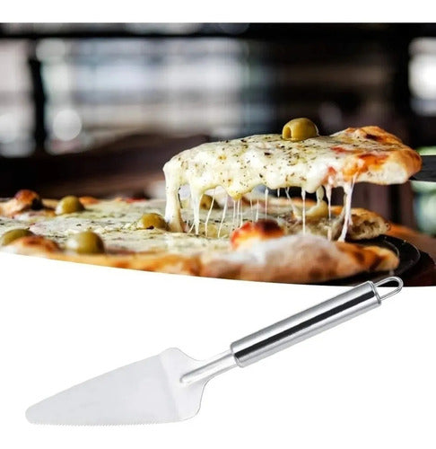 Steel Kit Pizza Rueda Cortadora + Pala Espatula Utensilio Servir 2