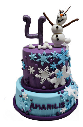 Torta Frozen 2 Pisos Comestible Olaf Nieve Elsa Anna 0