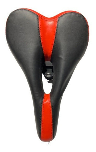 Works MTB Padded Bike Seat - Black with Red Accents 1