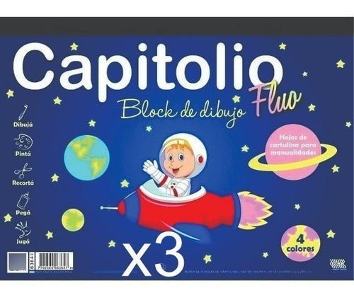 Capitolio 3 Blocks De Dibujo N 5 Capitolio Fluo 16hojas 6364 - Husares 0