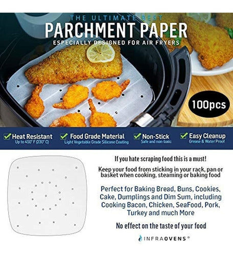 Infraovens Perforated Parchment Paper Liners for Air Fryer D 2