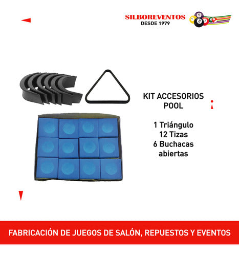 Kit Pool Accessories 6 Open Pockets + 12 Chalks + 1 Triangle 1