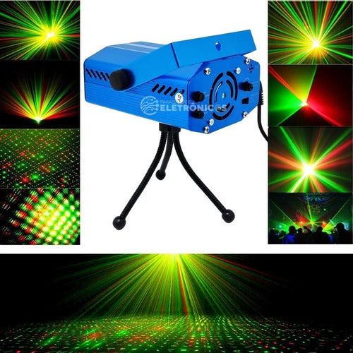 Laser Luz Led Projetor Raios Holográfico Pisca Pontilhados 6