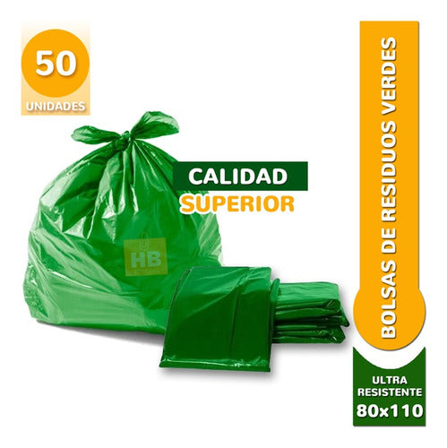 MAXI-BAG Pack of 50 Ultra-Strong Green Consortium Bags 80x110 1