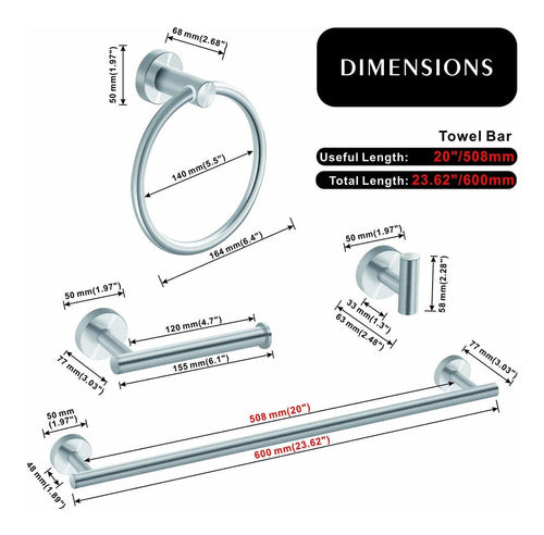 Marmolux Acc Set of 4 Bathroom Accessories - Brushed Chrome 1