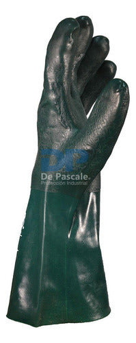 Green Granulated PVC Glove Total Length 35cm by De Pascale 1