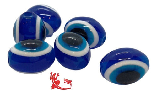 Blue Oval Evil Eye 8x10mm Bracelet Charm Bijou x 500 1