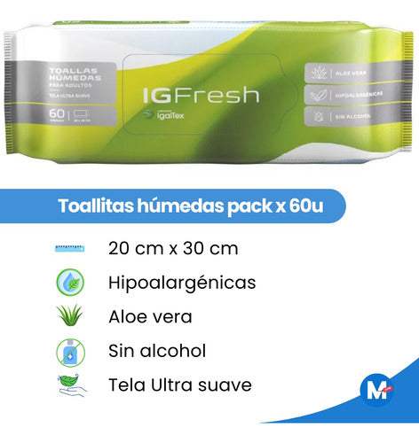 Toallas Humedas Ig Fresh Aloe Adultos 12 Packs De 60u 1