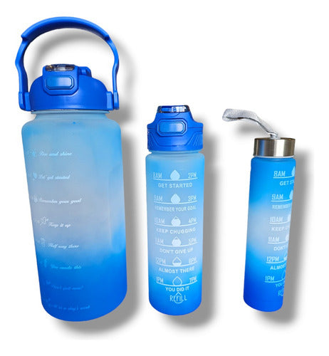 Set of 3 Motivational Sports Water Bottles with Time Tracker 65