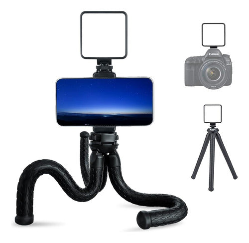 Fotopro Flexible Tripod with Cold Shoe Mount - Lightweight T-Mount 0