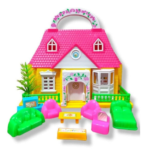 Beautiful Dollhouse in Box with Furniture Toy for Kids 0