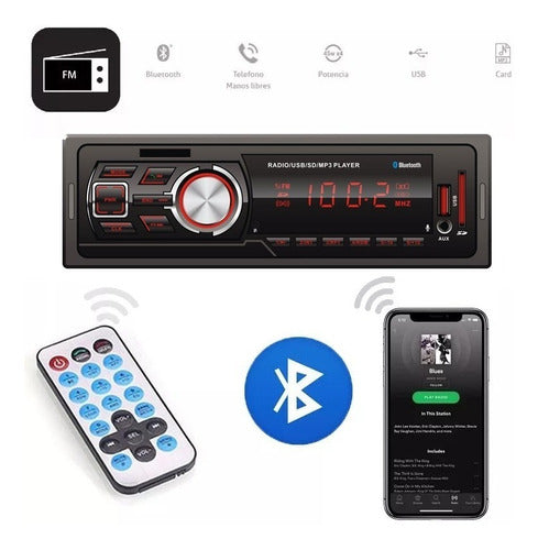 High Power Bluetooth Car Stereo with Aux and SD MP3 Radio Detachable 0