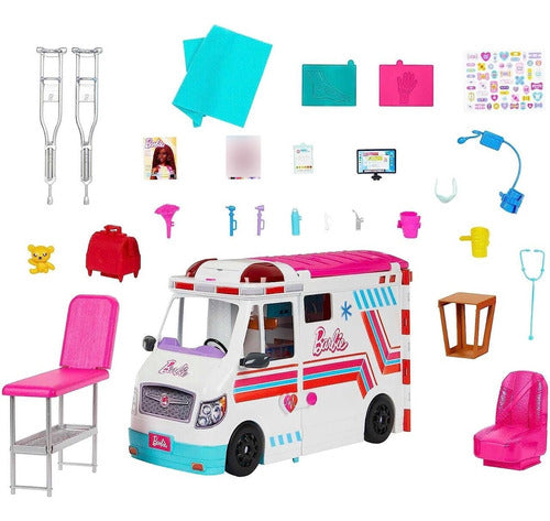 Conjunto Ambulância Resgate Da Barbie Luz E Som Mattel Hkt79 2