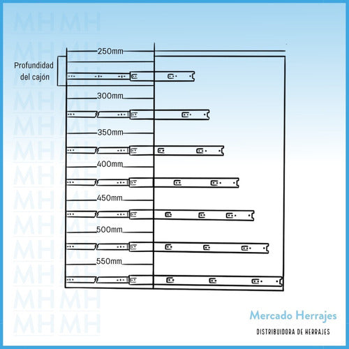 Reinforced Euro Hard 45 cm Drawer Telescopic Slide 5