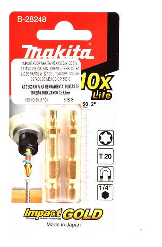 Makita Punta B-28248 Tx20 X 50mm Impact Gold Torsion Bb 0