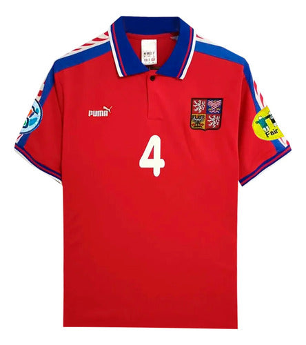 Puma 1996 Czech Republic National Team #4 Nedved Home Jersey 0