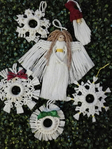 Artedos Arreglo Navideño Artesanal Tejido Macramé Kit Por 6 Unidades 0