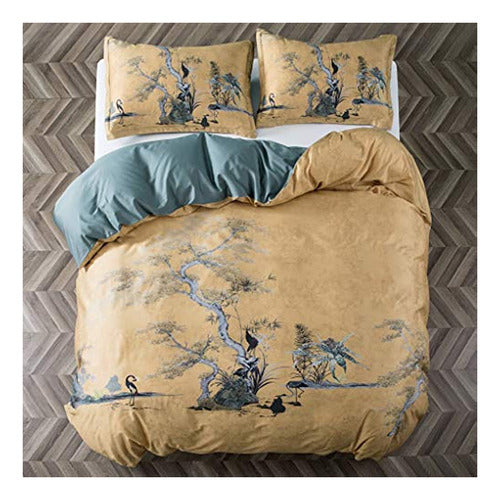 Juego De Funda De Edredón Chinoiserie Chic, Ropa De Cama Con 4