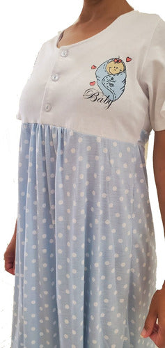 Florcitas Maternal Nightgown with Buttons and Polka Dots 1