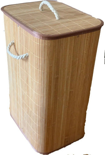 Cesto Para Ropa Plegable Bambu Organizador Tapa Eco Friendly 1