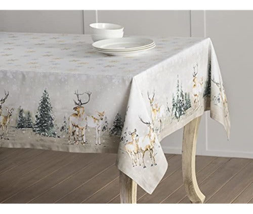 Maison D'Hermine Deer In The Woods Tablecloth 100% Cotton 1