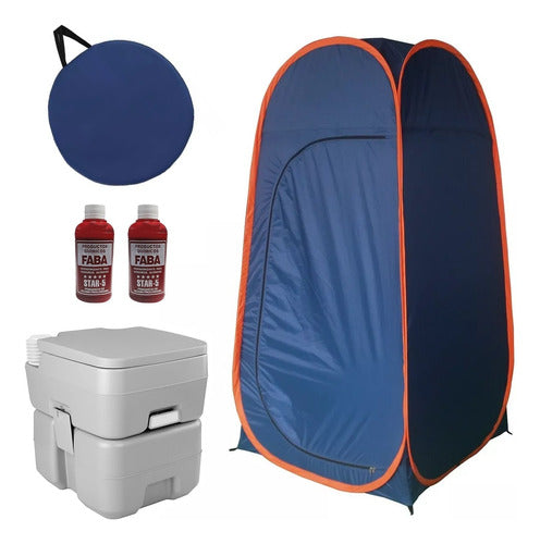Portable Toilet + Shower Tent Disintegrating Camping Combo 0