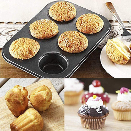 Genérica Molde Fuente Antiadherente Muffins Cupcakes X 6 Reposteria 4