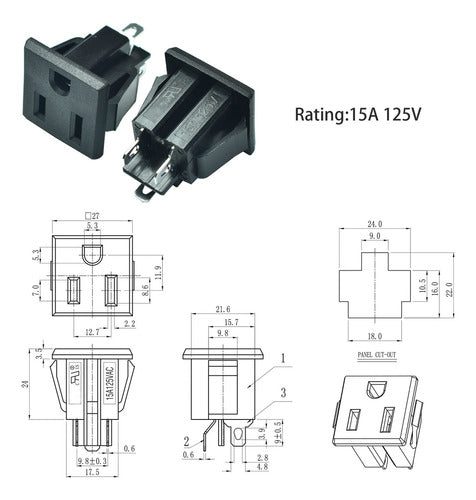 Filshu 3-Pin US Power Plug 4