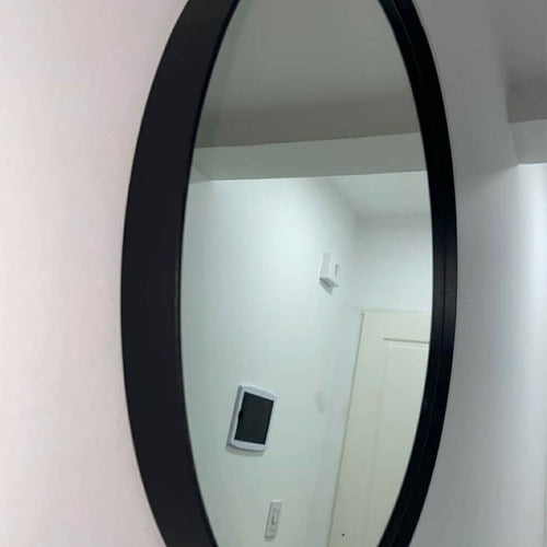 Round Black Iron Glass Bathroom Mirror 100 Circular 1