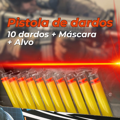 Brinquedo Lançador De Dardos Pistola Com Máscara E Alvo 2