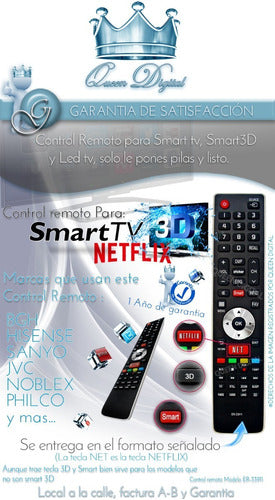 Remote Control for Philco Jvc Hisense Bgh Sanyo Netflix Ilo 2