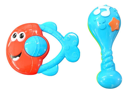 Baby Gus Plastic Rattles Set X 2 - Fish and Maraca 0