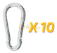 Set of 10 Reinforced Galvanized Steel Firefighter Carabiners 8x80mm 1