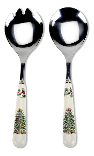 Spode Christmas Tree Salad Server Set of 2 0